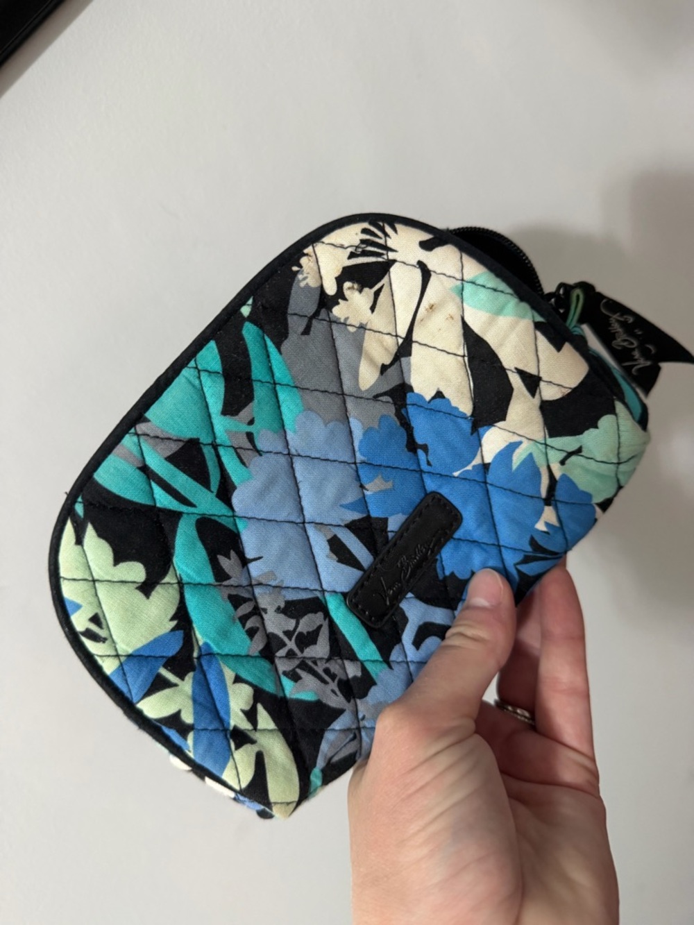 Vera Bradley Quilted Floral Cosmetic Pouch in Blue & Teal